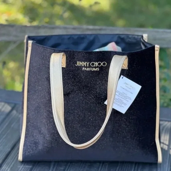 🦋 Jimmy CHOO Perfume Bag NWT Black Velvet Gold Glitter Designer Glam🦋 - Picture 10 of 14